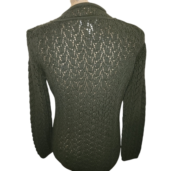 Ann Taylor Loft Sz LARGE Green Sweater Long Sleeve V-Neck Cozycore Grandmacore - Picture 6 of 7